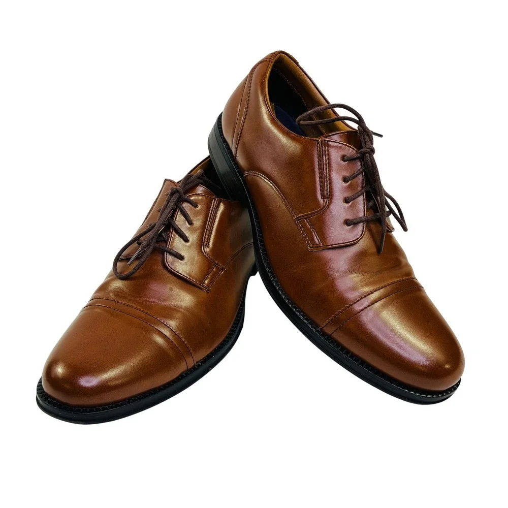 Dockers Mens Tan Brown Cap Toe Lace Up Dress Shoes Oxfords 90-36452 Size 12M